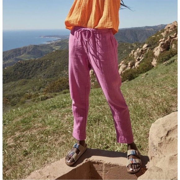 Xirena Jordyn Cotton Pull On Drawstring Gauze Lounge Pants Pink XS - Picture 1 of 15